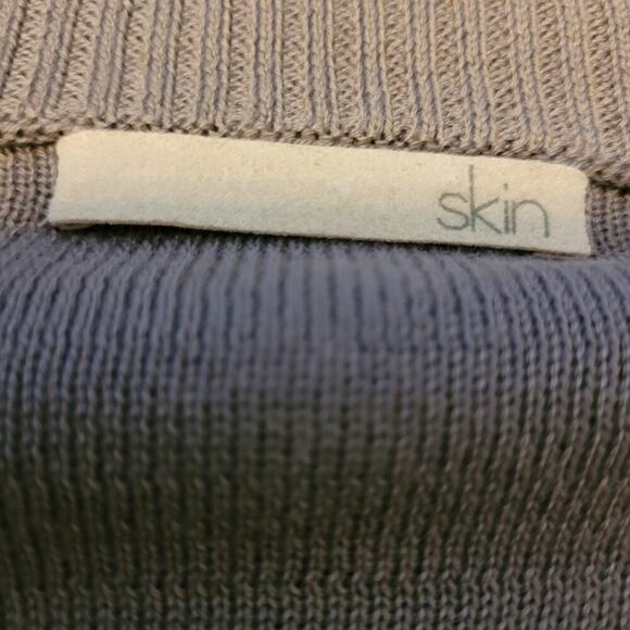 Skin Womens Knit Sweater S Gray Asymmetrical Pima Cotton Long Sleeve Lagenlook - Picture 2 of 7